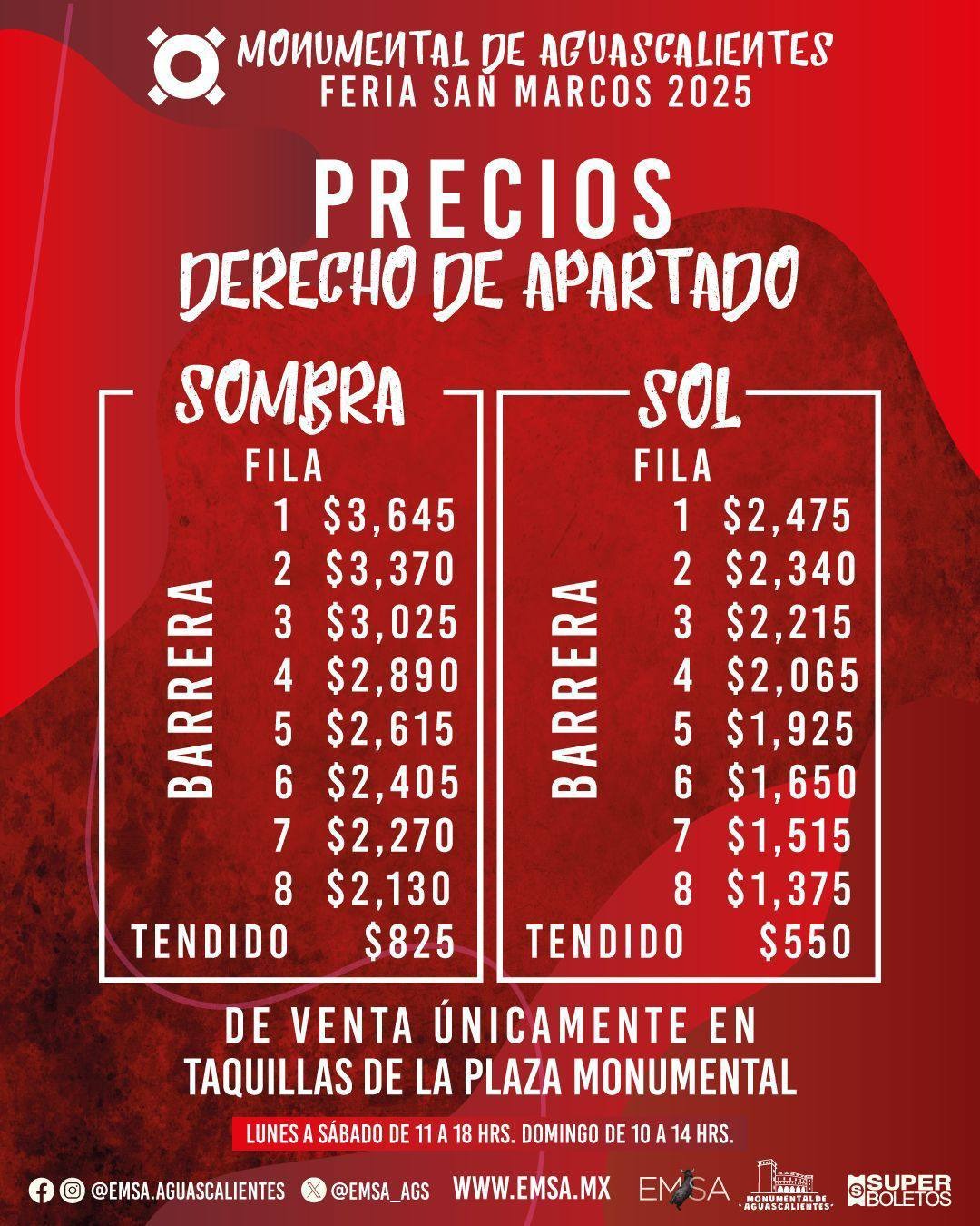 Precios de Derechos de Apartado FNSM 2025